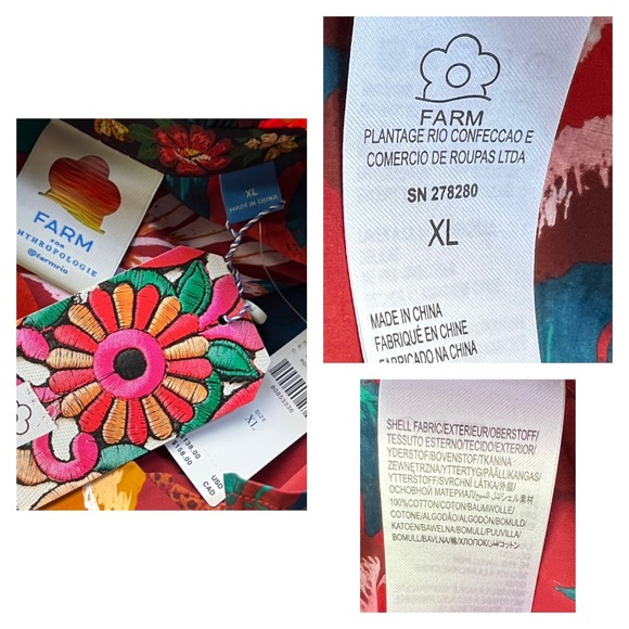 Anthropologie Farm Rio V-Neck Poplin Top XL - Picture 12 of 12